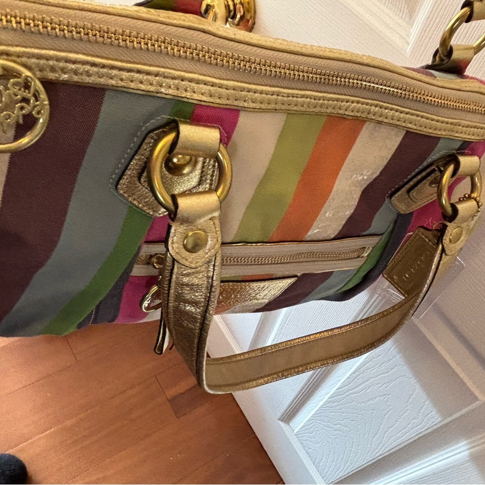 Coach Poppy L1071-16326 Heritage Legacy Stripe w Sequins Large Tote in EUC (#3) - Picture 10 of 14